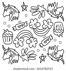 funny kids unicorn set bundle vector design 