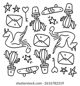 funny kids unicorn set bundle vector design 