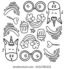funny kids unicorn set bundle vector design 