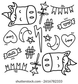 funny kids unicorn set bundle vector design 