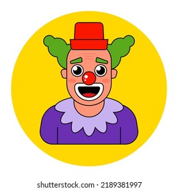 funny and kind clown in a suit. flat vector illustration.