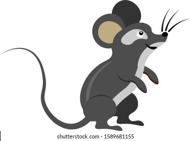 Funny and kind mouse. Vector illustration of the year symbol.