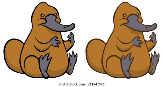 Funny kindly cartoon platypus - You can design cards, part of platypus logo, mascot, corporate character and so on. Lively animal character.