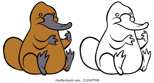 Funny kindly cartoon platypus - You can design cards, part of platypus logo, mascot, corporate character and so on. Lively animal character.