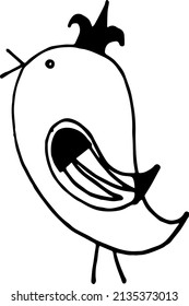 Funny king bird on a white background