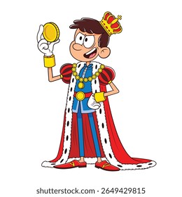 Funny King Cartoon Character Vector Drawing, King cartoon vector character