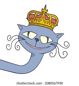 Funny king cat with long neck