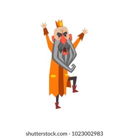 Funny king character shouting, king in rage cartoon vector Illustration