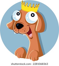 

Funny King Dog Wearing a Crown Vector Mascot Character. Adorable prince puppy wearing head-wear accessory
