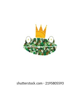 Funny king frog with sequin elements.