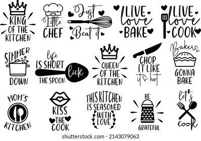 
	Funny Kitchen Quotes  Bundle is suitable for t-shirt, laser cutting, sublimation, hobby, cards, invitations, website or crafts projects. Perfect for magazine, news papers, posters, headers etc.