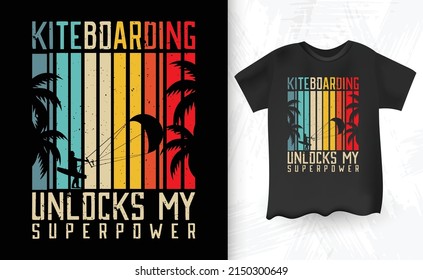 Funny Kitesurfing Retro Vintage T-shirt Design