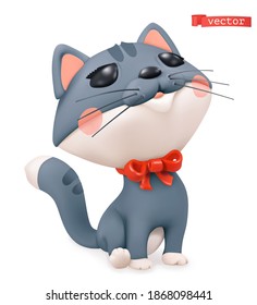 Funny kitten. 3d vector icon