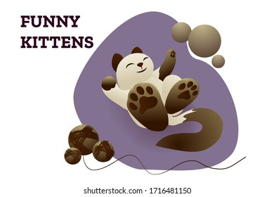 Funny kitten have fun playing with a ball. Siamese cats are wonderful Pets, favorite domestic animal of adults and children. A great joy for cat lover and felinologist.
