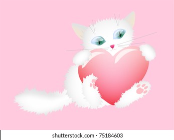 funny kitten keeps a big heart