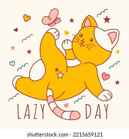 Funny kitten. Naughty cute Isolated pet. Used as t shirt print, tee design concept. Doodle cartoon graphic. Adorable Character vector illustration.