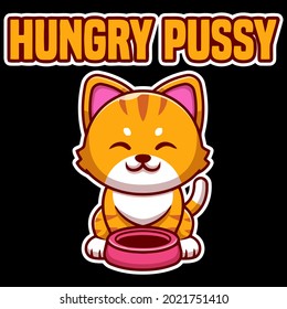 funny kitten puns hungry pussy kitty pet lovers pa wo long ( design vector illustration for use in design and print wall art poster canvas