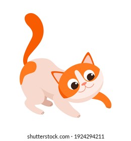 Funny Kitten with Red Spots Playing Vector Illustration