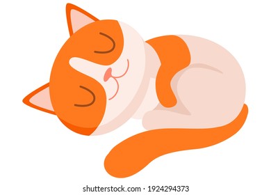 Funny Kitten with Red Spots Sleeping Vector Illustration