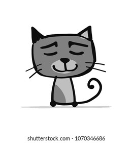 Funny kitten, sketch for your design