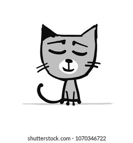 Funny kitten, sketch for your design