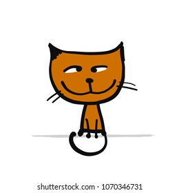 Funny kitten, sketch for your design