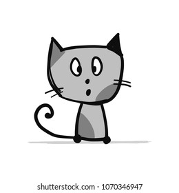 Funny kitten, sketch for your design
