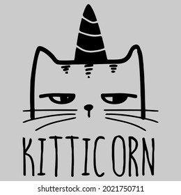 funny kitticorn kitty unicorn cat face crazy cat l maternity t design vector illustration for use in design and print wall art poster canvas