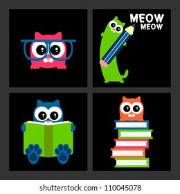 Funny kitty set education theme