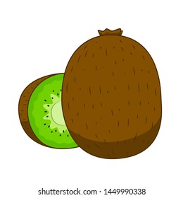 Funny kiwi in cartoon style. Concept Fruits and vegetables. Summer.