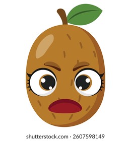 Funny kiwi character with expressive face and bold reaction, ideal for childrens products, fruit-themed projects, packaging, health campaigns, and educational content