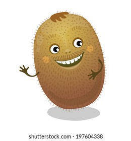 The funny kiwi. Vector illustration.