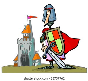 Funny Knight and Castle in the background.