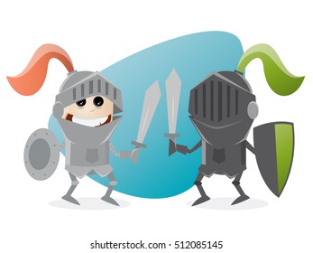 funny knights fighting against each other