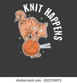 funny knit craft art cute cat crocheting yarn wo racerback tank top design vector illustration for use in design and print wall art poster canvas
