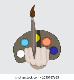 Funny known gesture with a brush and a board