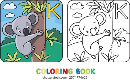 Funny koala. Animals coloring book for kids