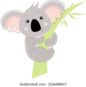 Funny Koala Australian bear. Vector illustration, cartoon style