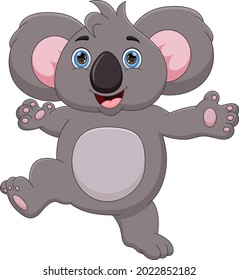 funny koala cartoon on white background