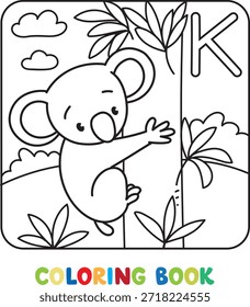 Lustiger Koala. Untergeordnete Vektorgrafik. Tiere ABC Malbuch für Kinder. Alphabet K