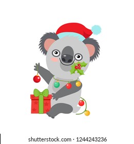 Funny Koala Christmas Vector Merry Christmas Stock Vector (Royalty Free ...