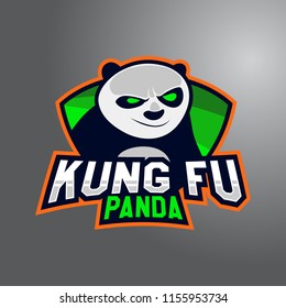 Funny Kung-fu Panda Mascot e-Sport Emblem Badge Logo Game Design. Identity for gamer streamer