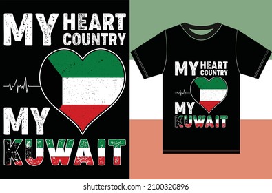 Funny Kuwait T-Shirt. Kuwait Gift for Wife, Husband, Girlfriend, Boyfriend. Kuwait Flag T-shirt Designs.Typography Vector Design.
