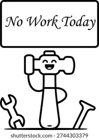 Funny Labor Day Hammer Line Art
