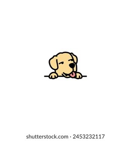 Funny labrador retriever dog looking sideways cartoon, vector illustration