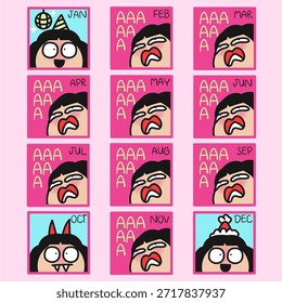 Funny Lady With Her Yearly Wrap Up Concept Cartoon Character illustration