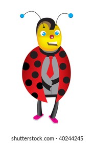 Funny Ladybug cartoon on white background