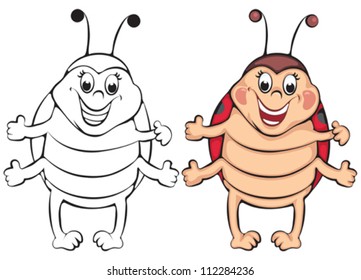 Funny ladybug. Color and outline illustration