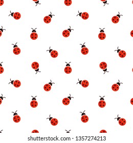 Funny ladybugs seamless pattern. Template for fashion prints, wrapping paper, background, fabric, surface design. Vector decorative illustration of ladybug in modern style.