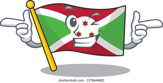 Funny lag burundi mascot cartoon style with Wink eye